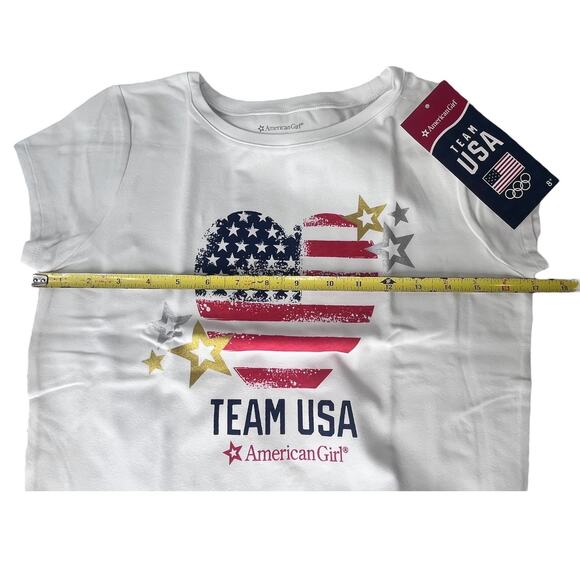 NEW American Girl Team USA T-SHIRT For GIRLS LG 14/16 TEE Patriotic Heart Flag - Picture 4 of 9